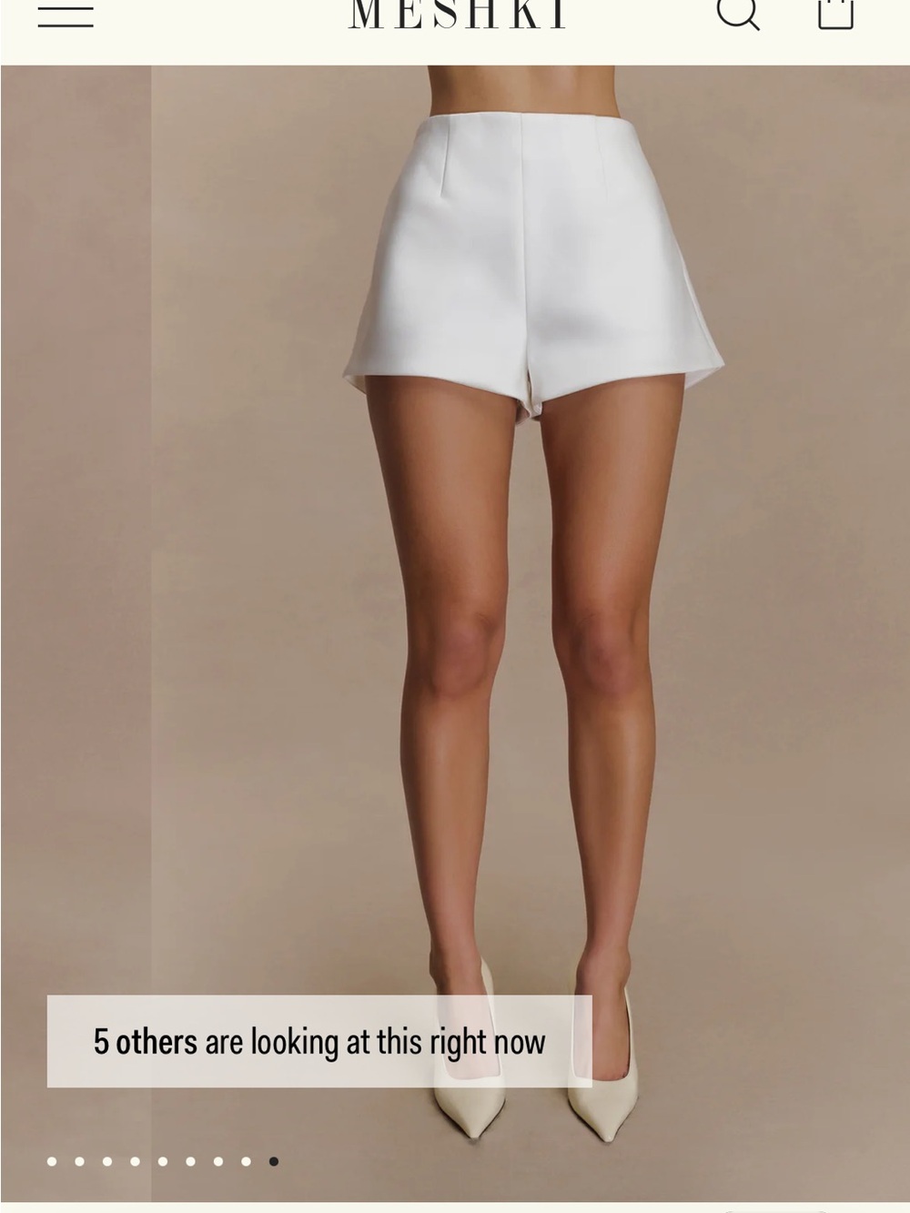 Meshki White High-Waist Tailored Shorts
